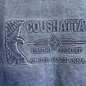 Vintage  80s Denim Jean Jacket Coushatta Casino Truckers Embossed XL Louisiana